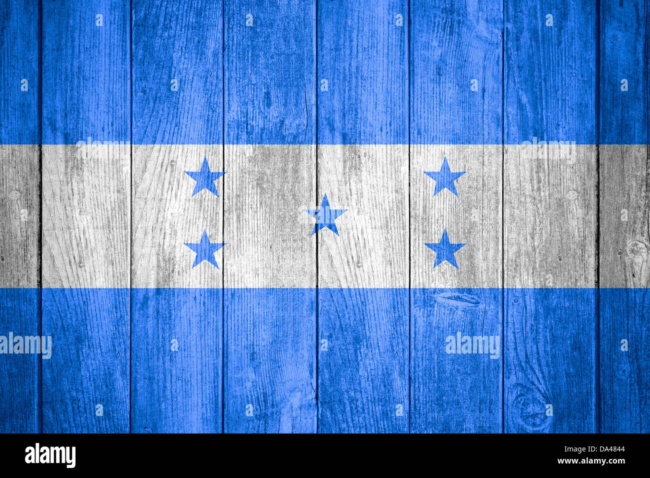 flag of Honduras or banner on wooden background Stock Photo