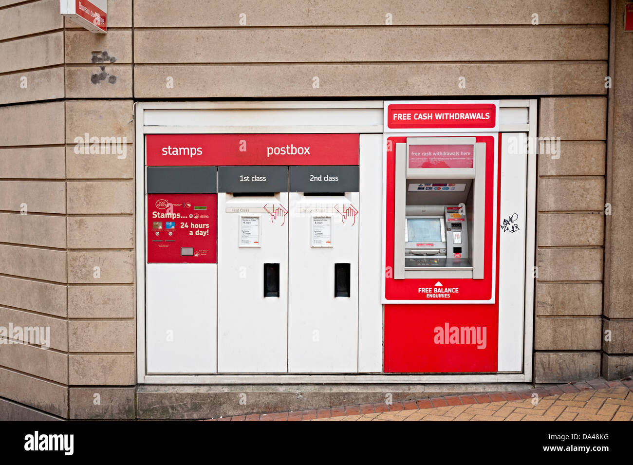 Birmingham post office post box with integrated cash machine Stock Photo