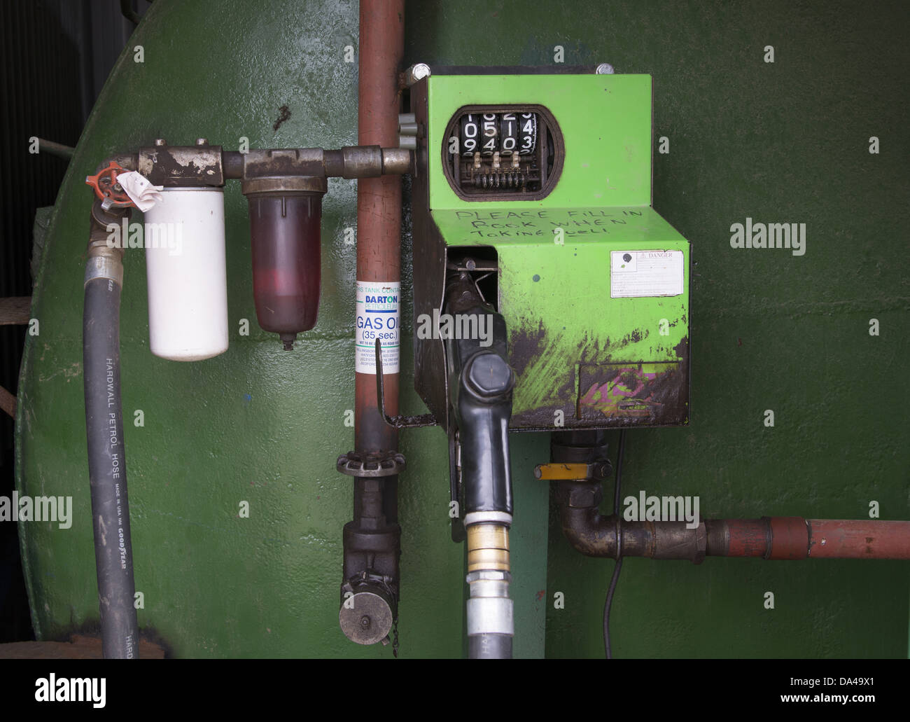 Tractor diesel pump mechanism, Northamptonshire, England, March Stock Photo