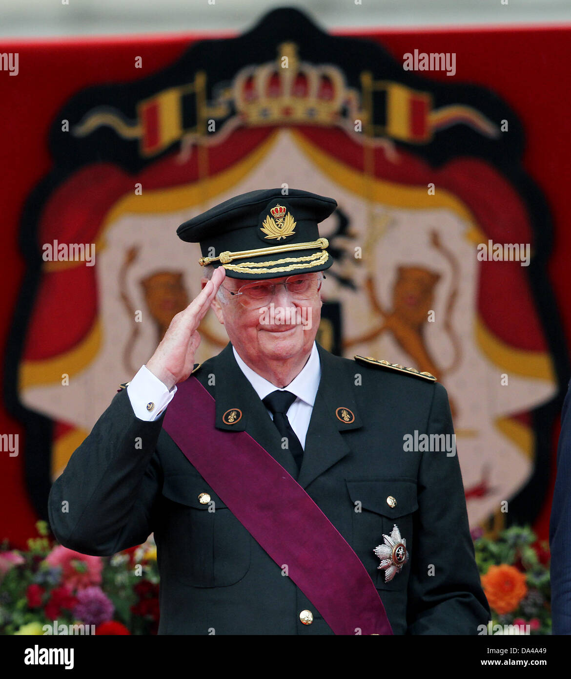 King Albert II of Belgium attends a military parade in front of the Royal Palace on National Day in Brussels, Belgium, 21 July 2011. Photo: Patrick van Katwijk Stock Photo