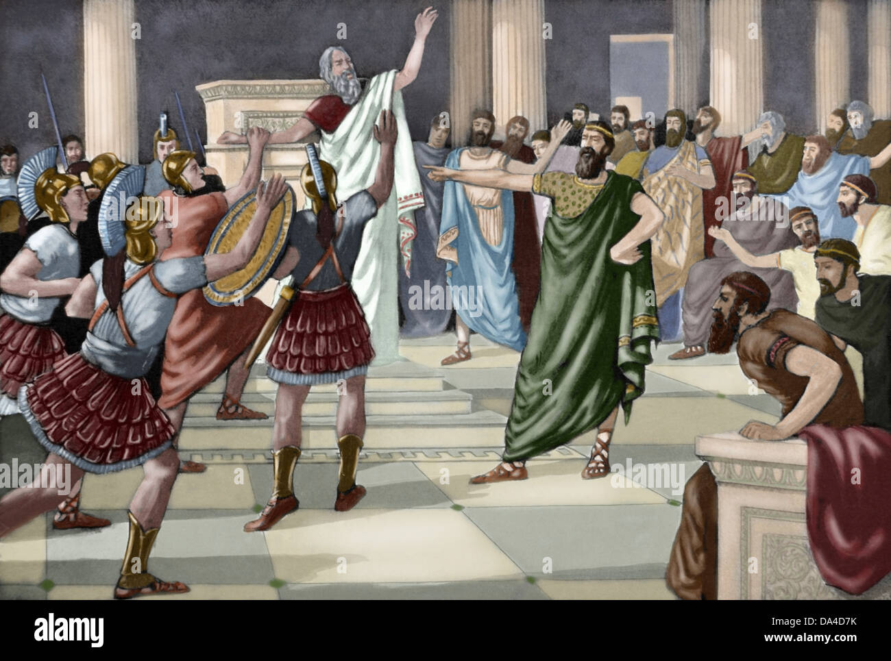 Critias (460-403 BC). Greek sophist. One of the Thirty Tyrants. Engraving. Colored. Stock Photo