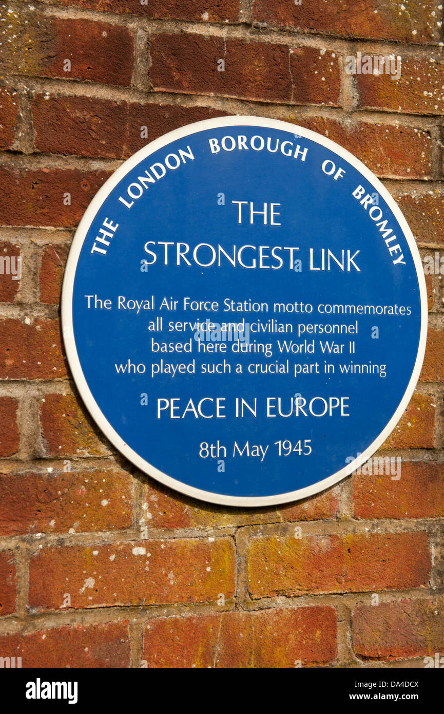 A plaque at the entrance to the former wartime RAF station at Biggin Hill, Kent, UK Stock Photo