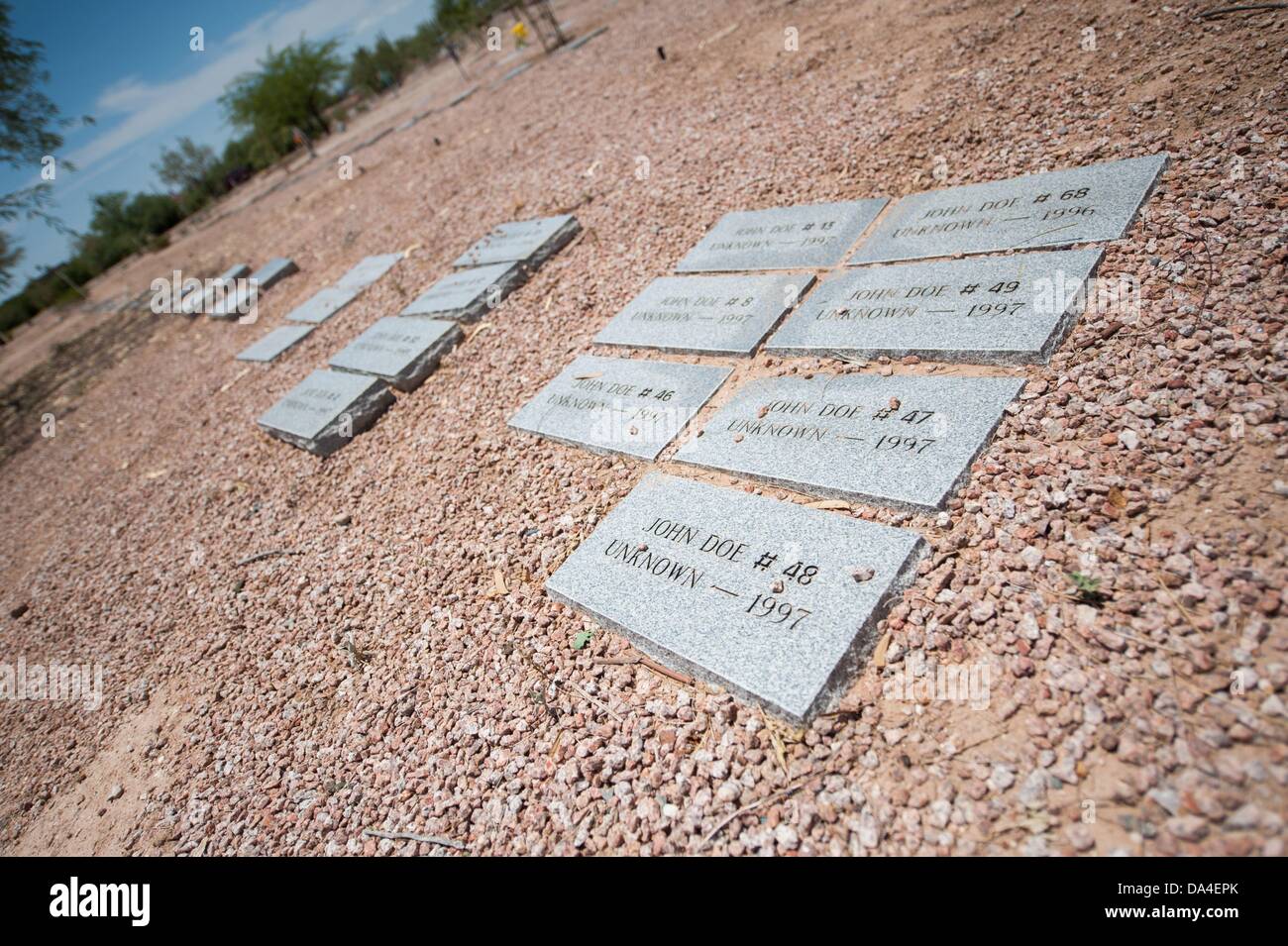 July 2, 2013 Tucson, Arizona, United States Gravestones marking