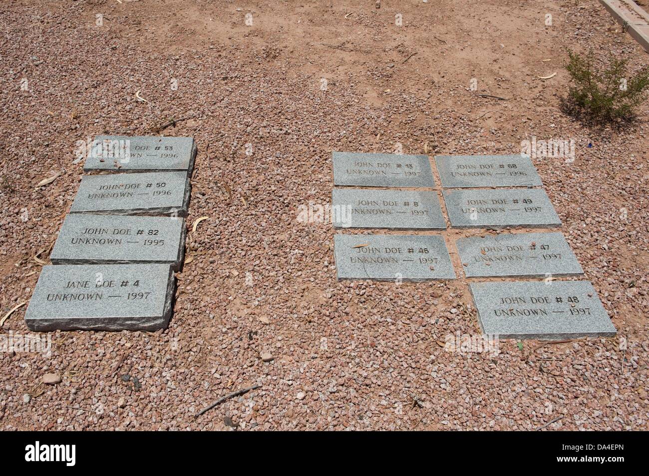 July 2, 2013 Tucson, Arizona, United States Gravestones marking