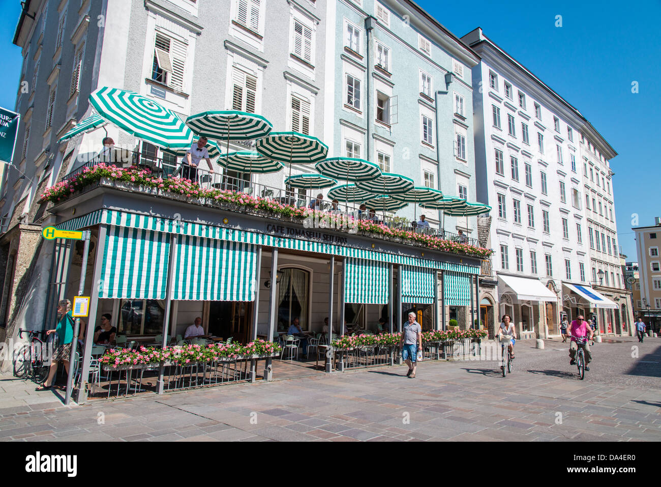 The famous Cafe Tomaselli dated 18th century in Alter Markt square, Salzburg, Austria Stock Photo