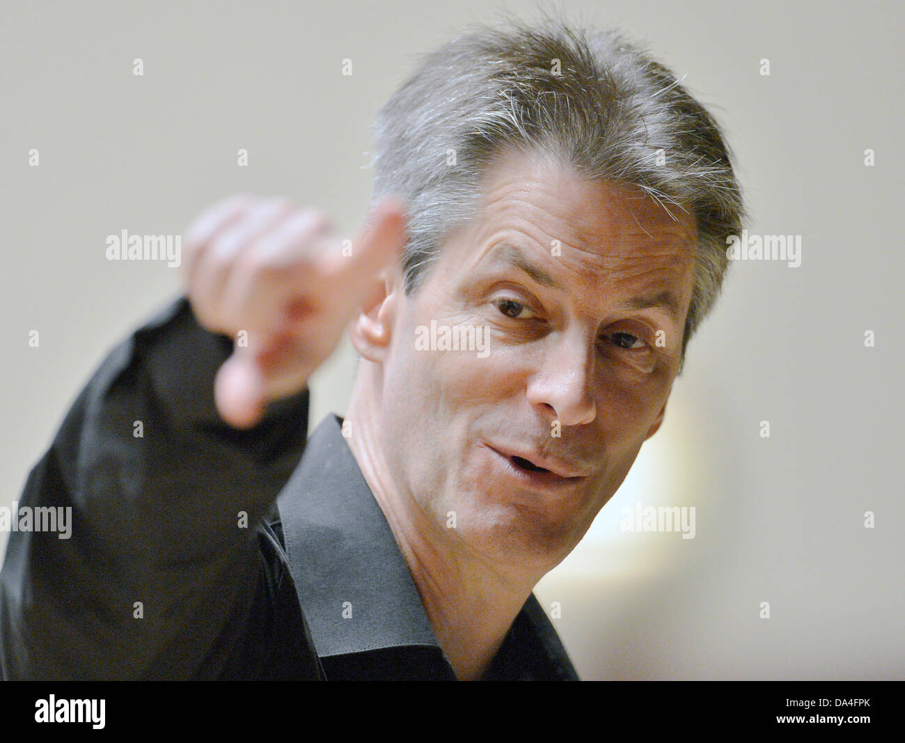 Composer and conductor Steven Mercurio is seen at rehearsal of his A Grateful Tail Symphony during the 9th International Music Festival Prague Proms in Municipal House, Prague, Czech Republic, on Wednesday, July 3, 2013. (CTK Photo/Michal Dolezal) Stock Photo