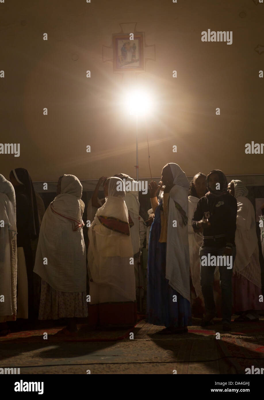 People Praying In A Church, Asmara, Eritrea Stock Photo
