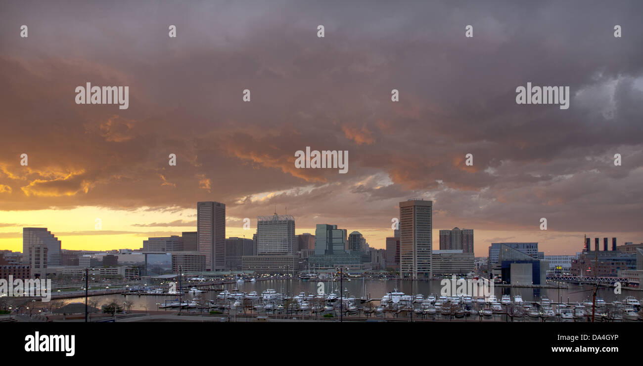 Baltimore, Maryland skyline at sunset Stock Photo