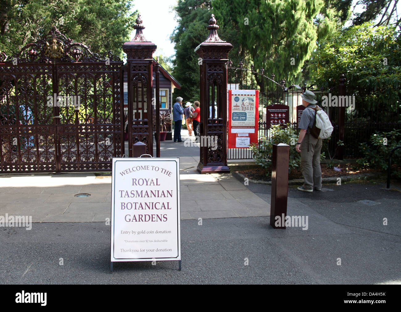 Hobart Royal Tasmanian Botanical Gardens Entrance Stock Photo