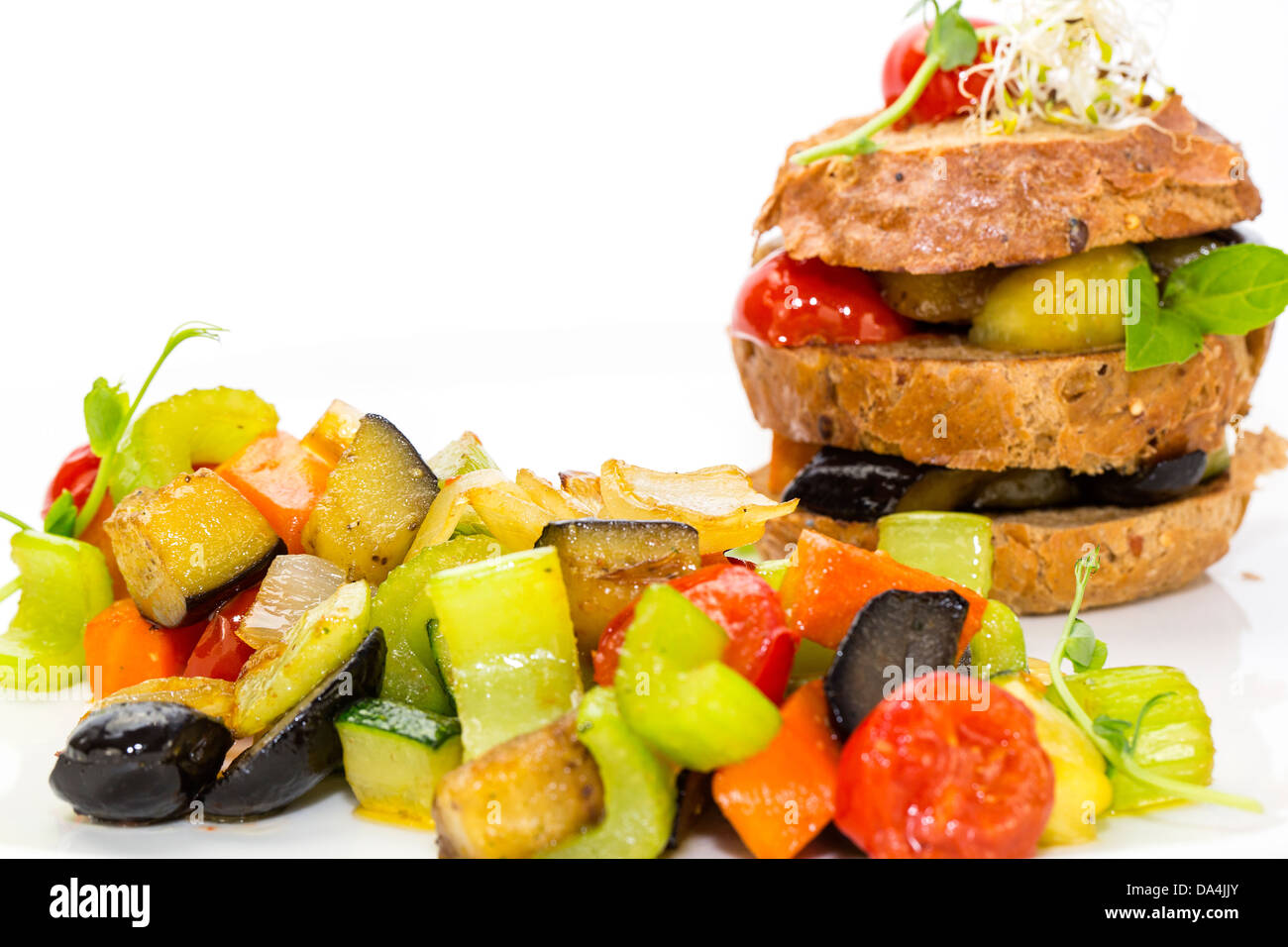 steamed vegetables and rye bread Stock Photo - Alamy