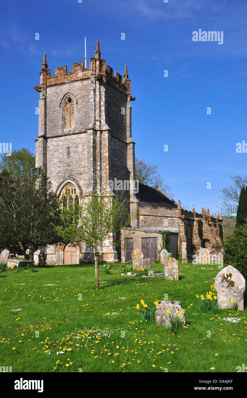A view of the beautiful church at Sydling St.Nicholas Dorset UK Stock