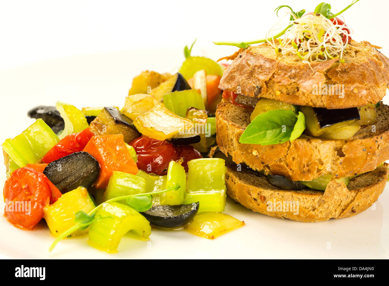 steamed vegetables and rye bread Stock Photo - Alamy