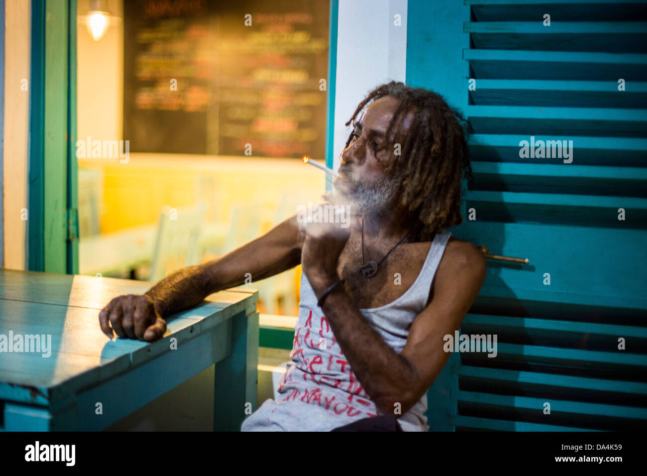 Stoned Rasta Rastafari tourist in a bar in Stone Town, Zanzibar - Tanzania Stock ...