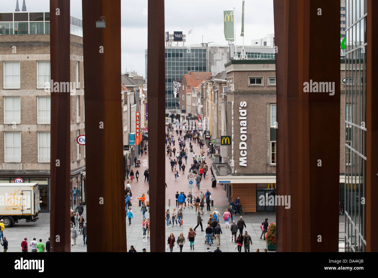 People in the center of EIndhoven, main shopping street, Netherlands Stock Photo