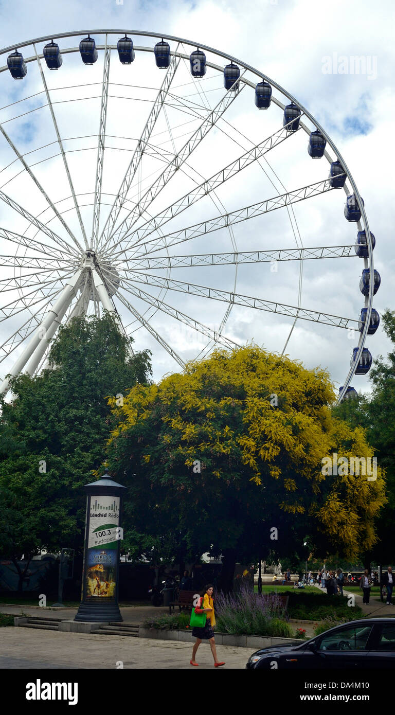 Sziget eye the biggest mobile ferris wheel in Europe located on Erzsebet square Budapest Hungary Europe Stock Photo