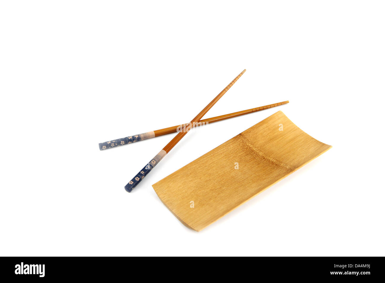 The Chopsticks in Bamboo dish. Stock Photo