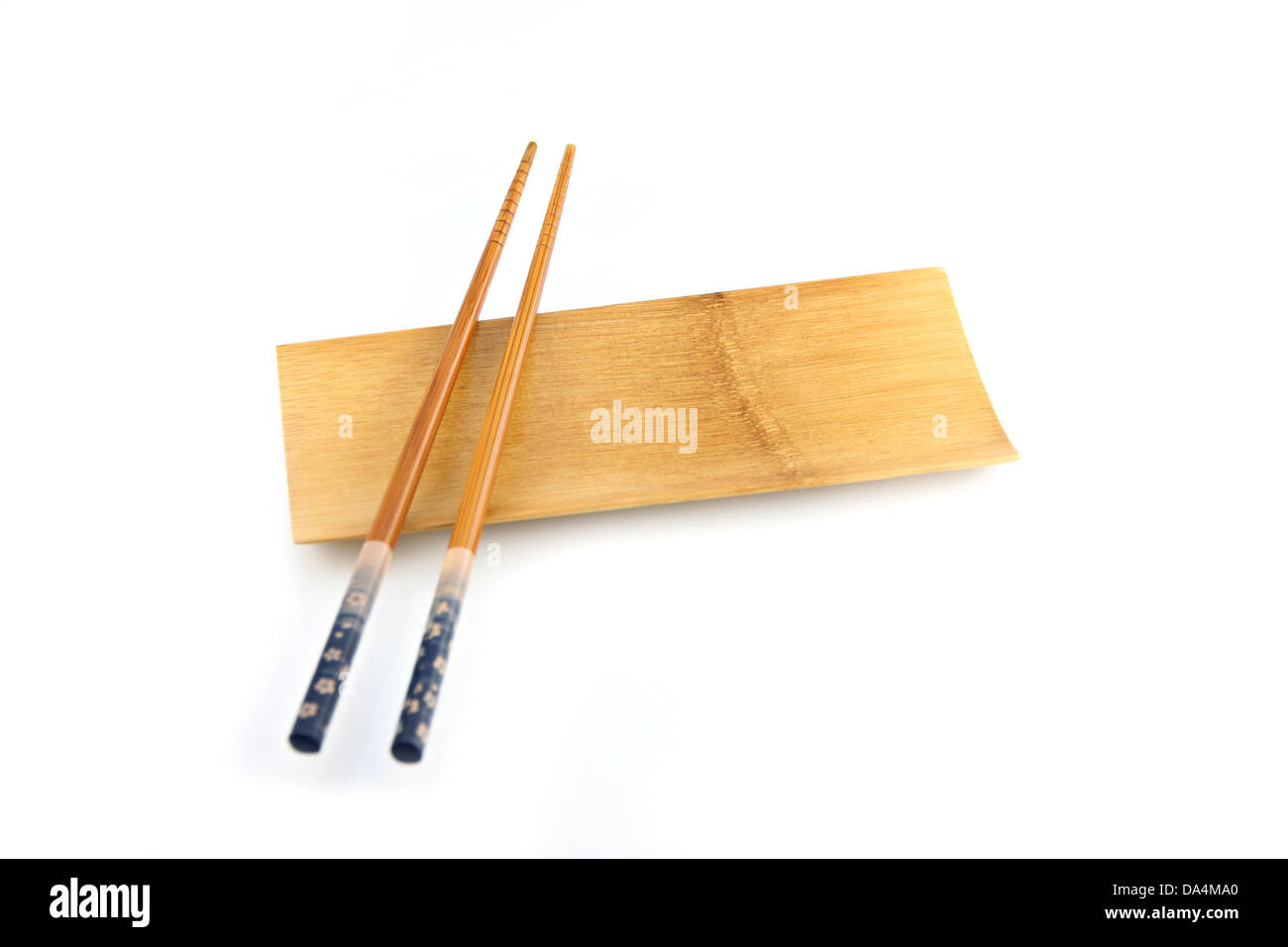 The Chopsticks in Bamboo dish. Stock Photo
