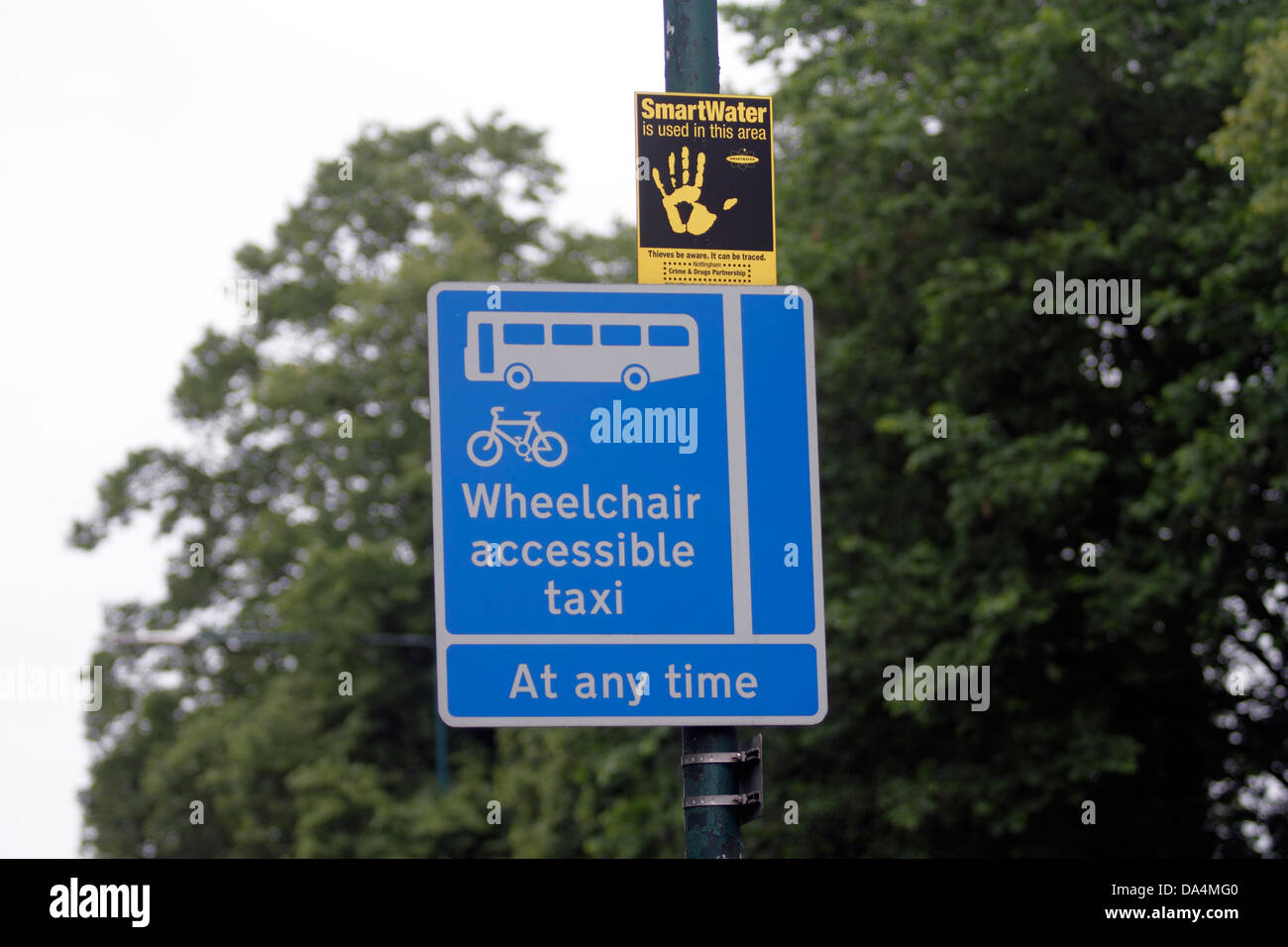 Wheelchair accessible taxi sign Stock Photo