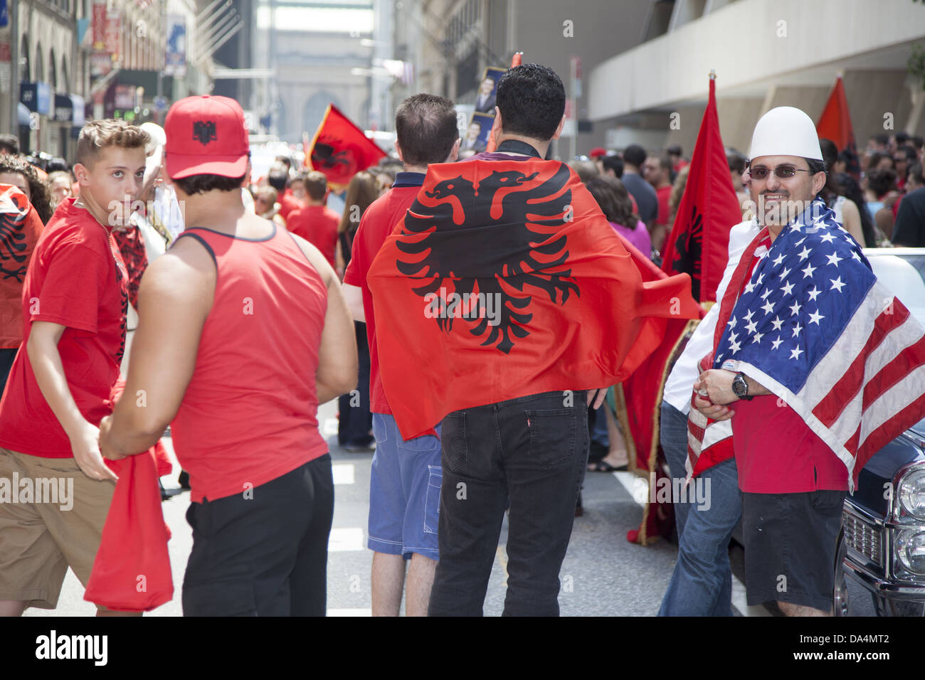 Albanian Americans show their national & ethnic pride marching in the