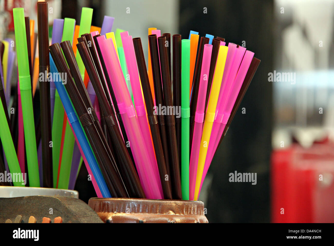 The Drinking straw of various kinds. Stock Photo