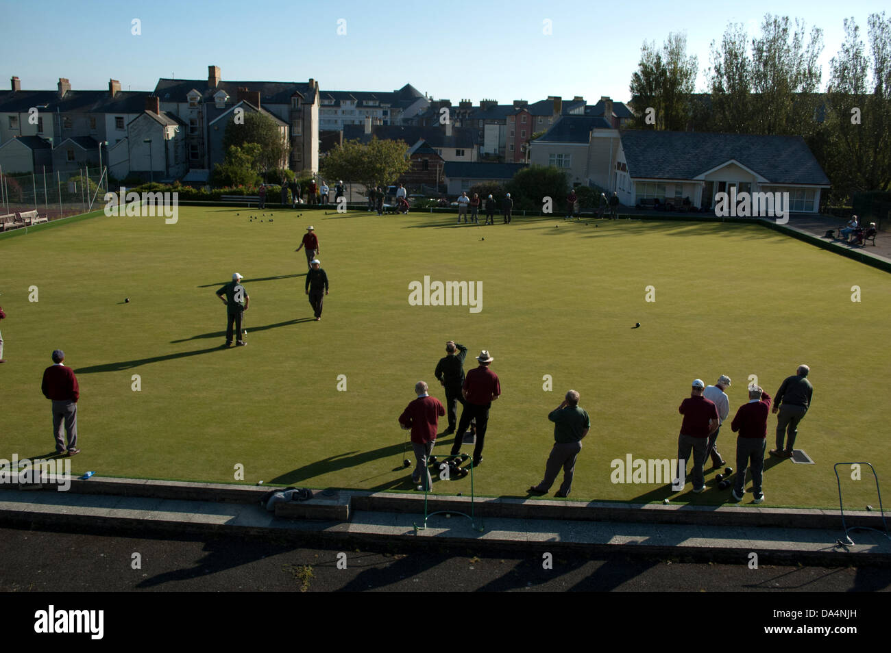 Aberystwyth, Wales, UK. 3rd July 2013. Queens Road Lawn Bowls club playing a Ceredigion League match against Aberaeron on a warm summers evening in Aberystwyth. Queens Rd won. Credit:  Barry Watkins/Alamy Live News Stock Photo