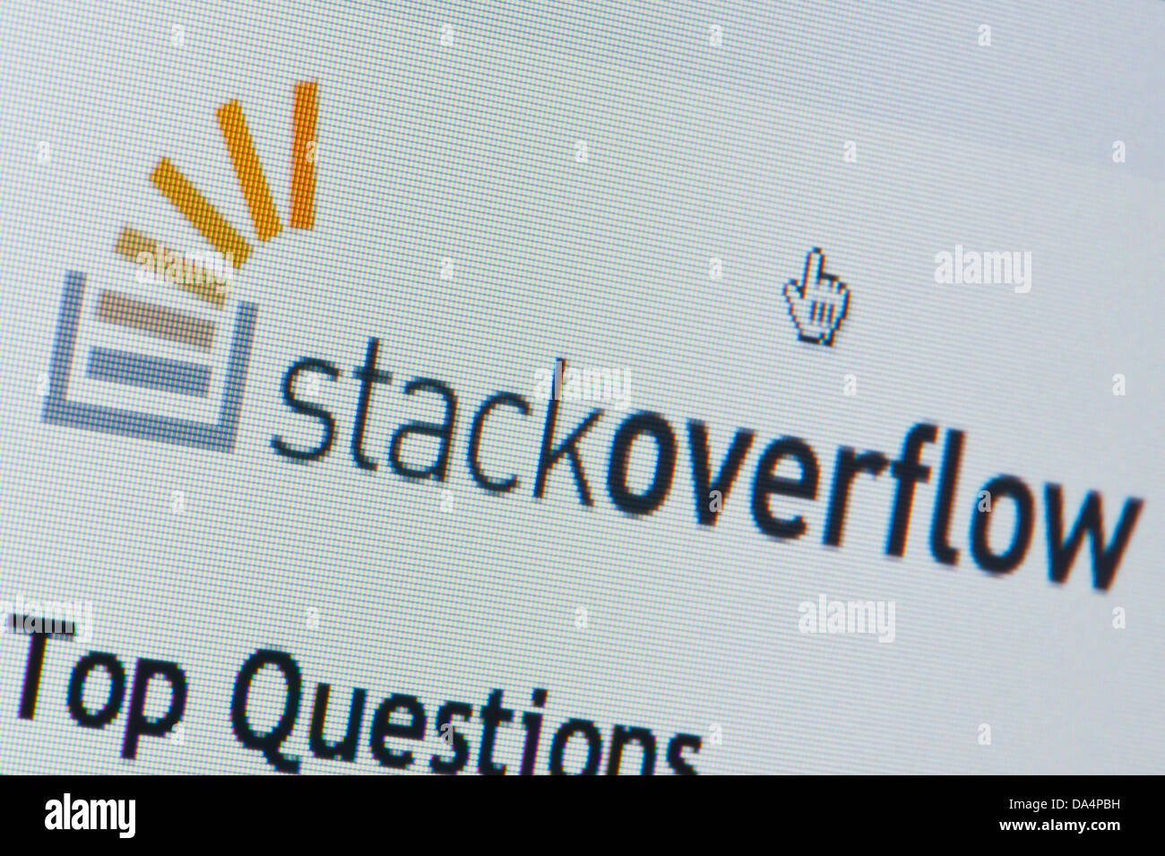 Close up of the Stack Overflow logo as seen on its website. (Editorial use only: print, TV, e-book and editorial website). Stock Photo