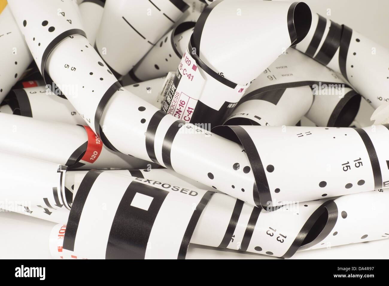 Backing paper from used rolls of medium format film Stock Photo Alamy