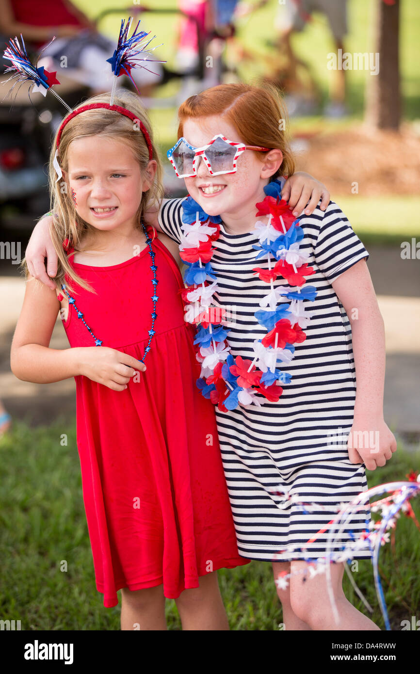 Residents of Daniel Island celebrate Independence Day early with a bicycle and golf cart parade July 3, 2013 in Charleston, SC. Stock Photo