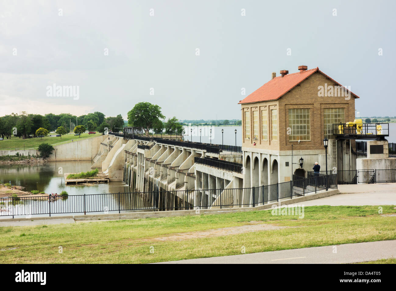 Lake Overholser Dam in Oklahoma City, built in 1917 and 1918 to impound water from the North Canadian River. Stock Photo