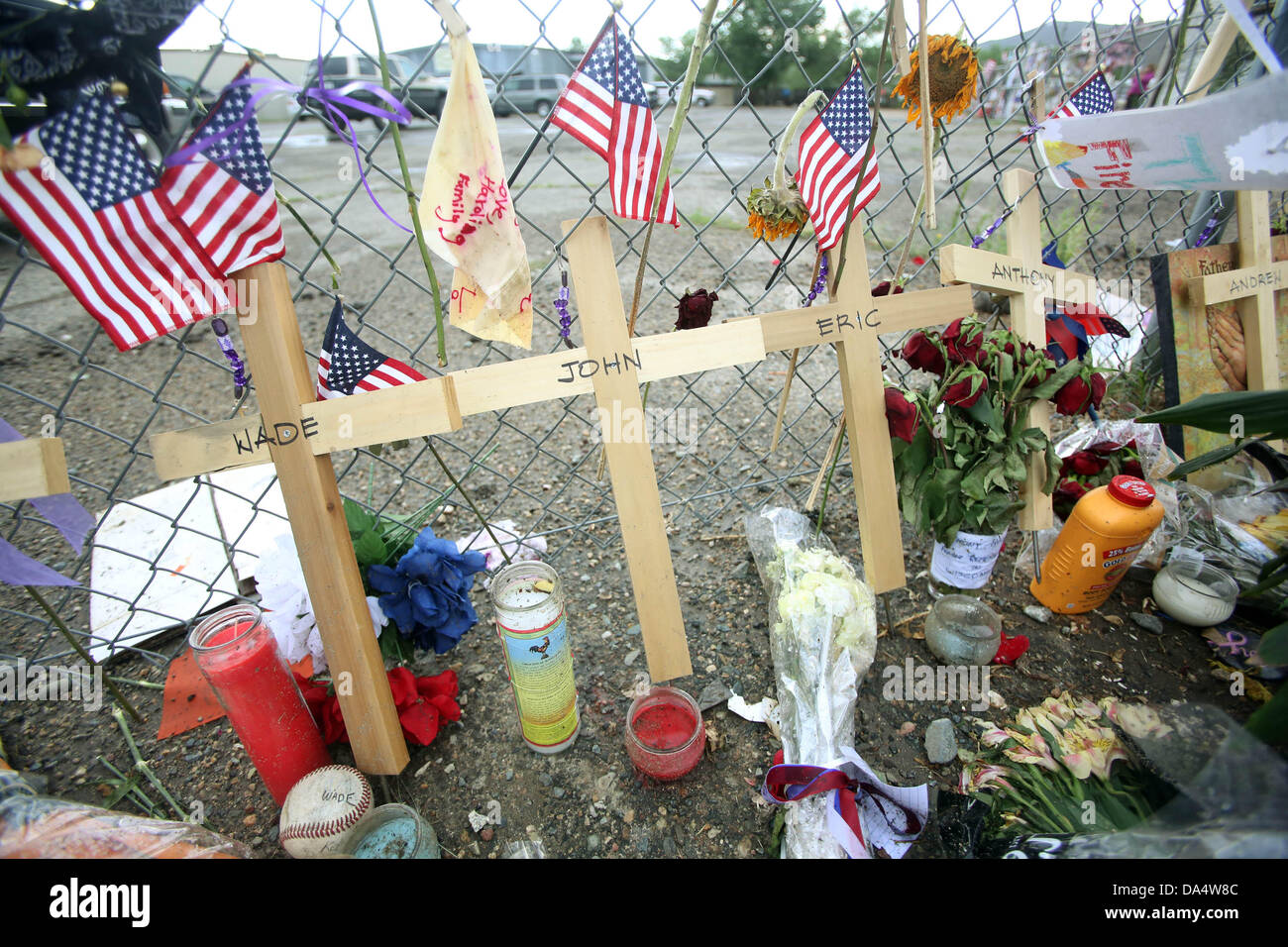 Prescott Az Usa 3rd July 2013 A Makeshift Memorial For - 