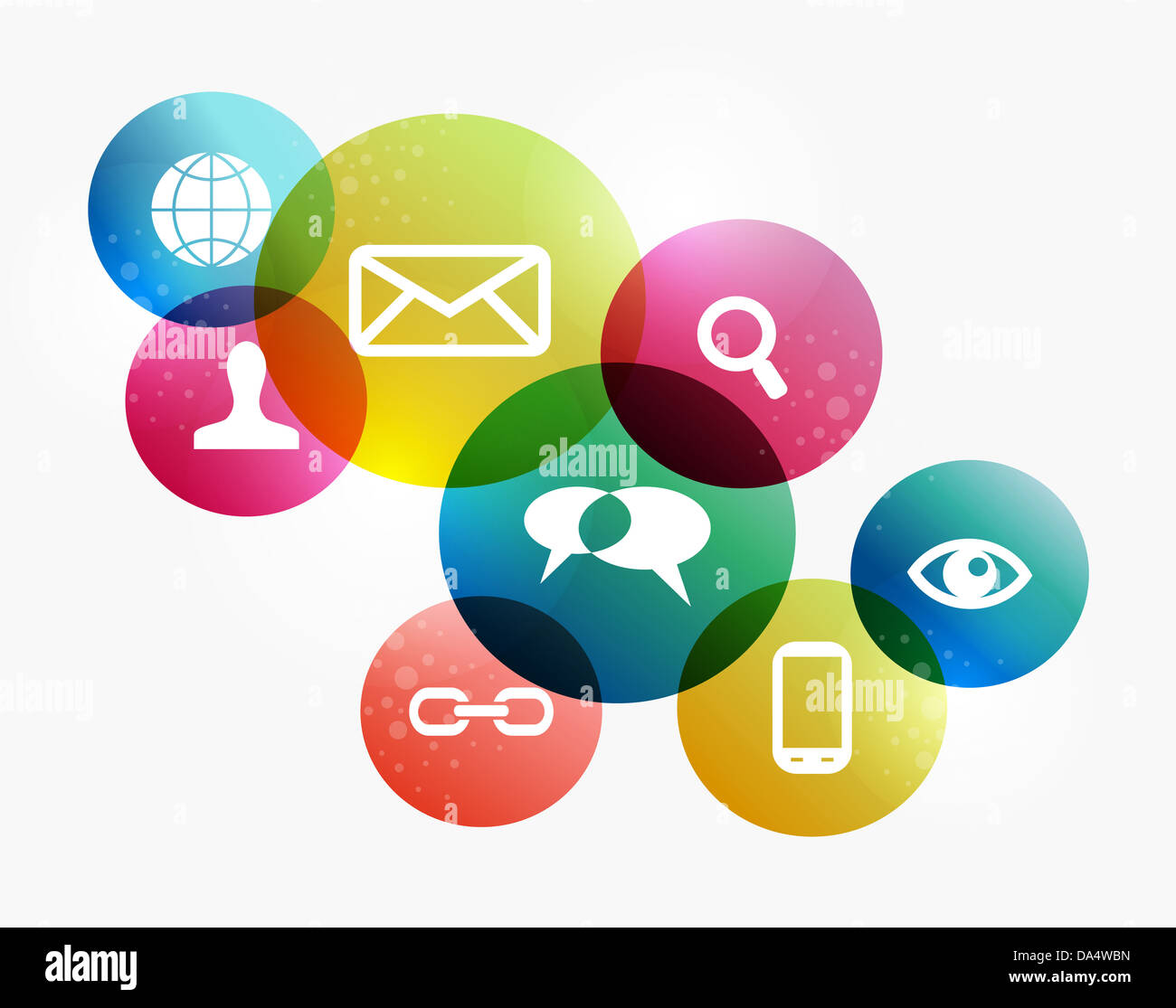 Social media icons set in colorful circle layout. EPS10 file version. Stock Photo
