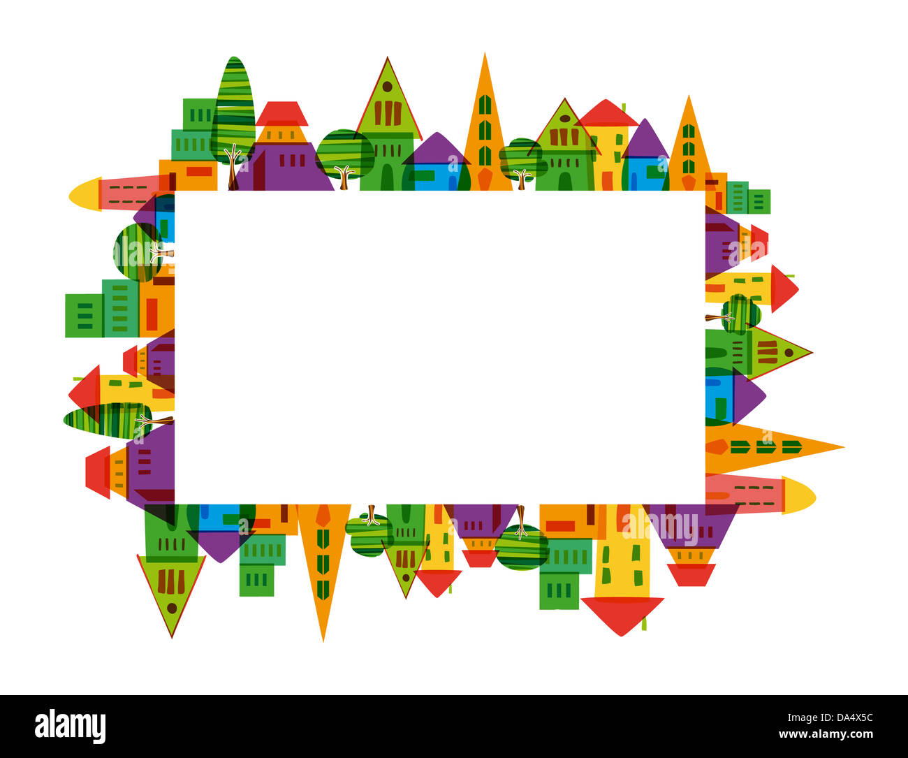 Colorful city frame over white background. Vector file layered for easy ...