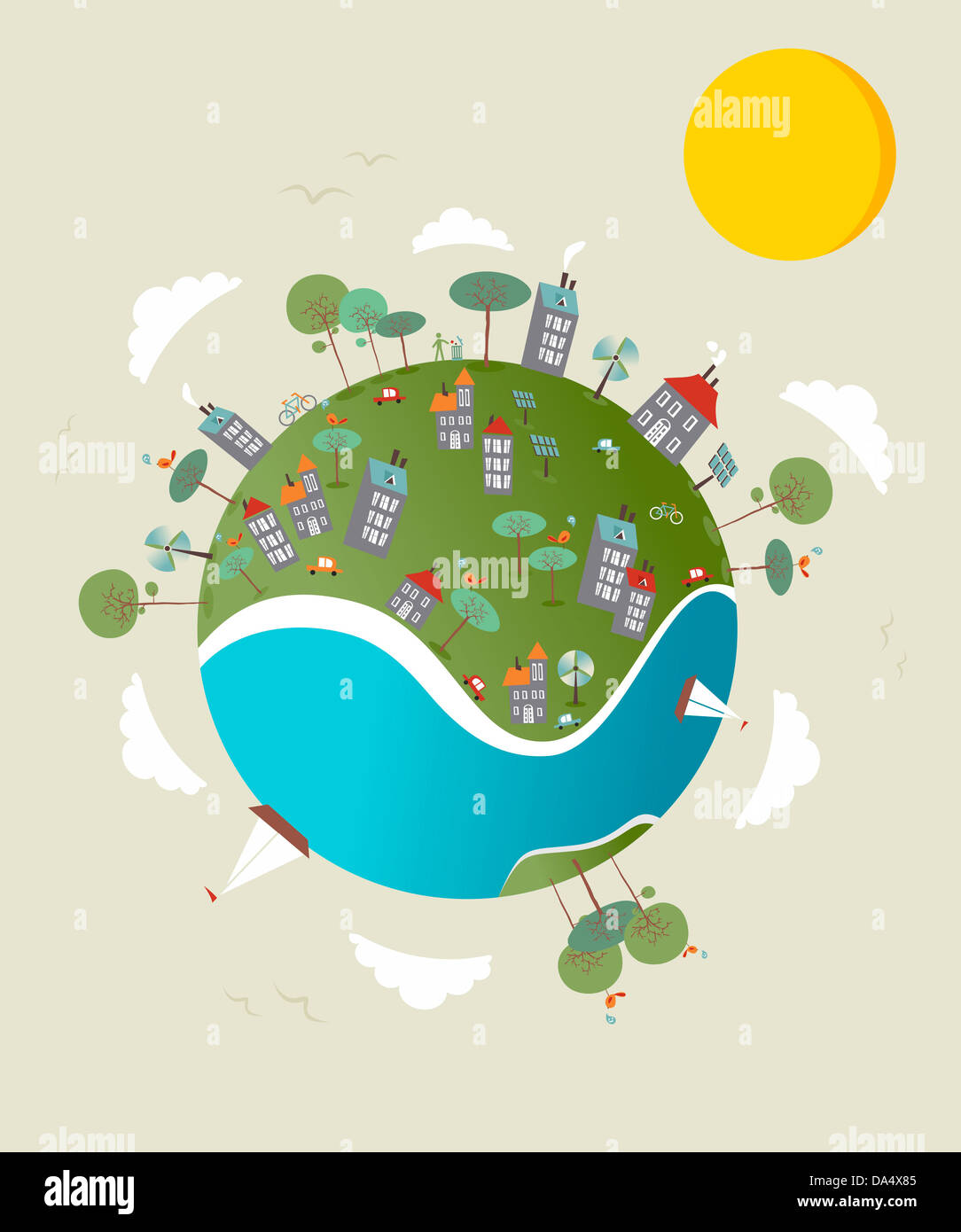 Cute go green environment world sketch. Vector illustration layered for