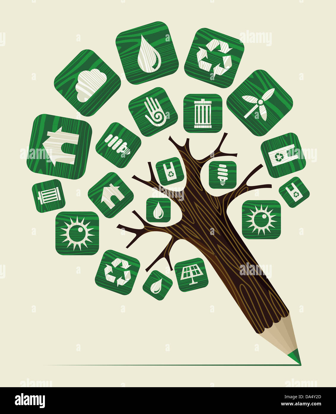 Sustainable environment education concept pencil tree. Vector