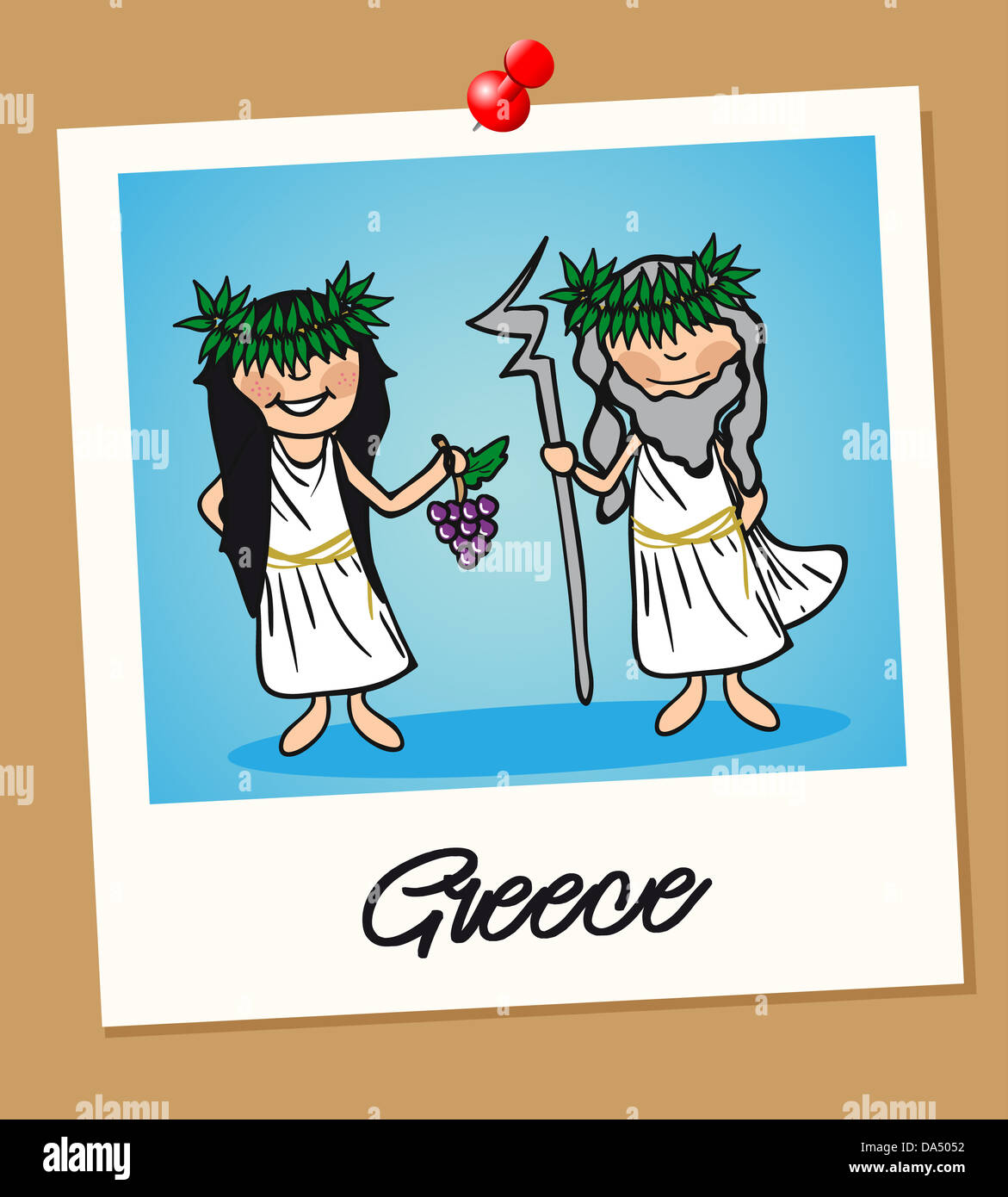 Greek man and woman cartoon couple in vintage instant photo frame. Vector illustration layered for easy editing Stock Photo - Alamy Greek man and woman cartoon couple in vintage instant photo frame. Vector illustration layered for easy editing Stock Photo - Alamy
