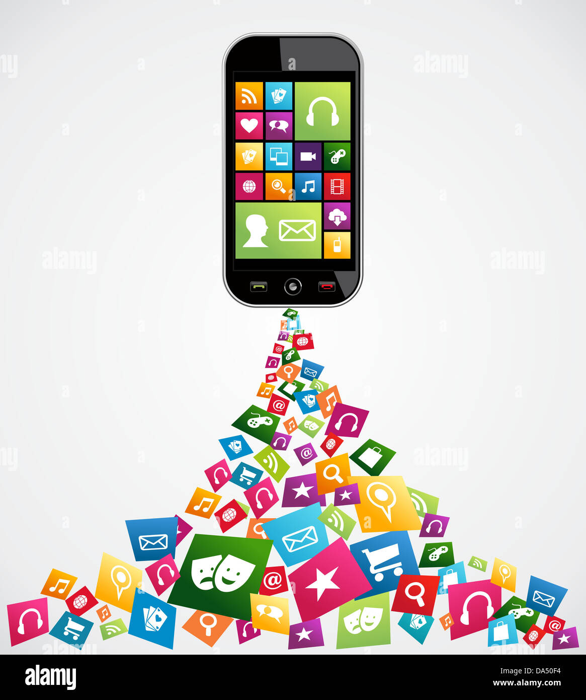 Smartphone download apps icon set concept background. Vector ...