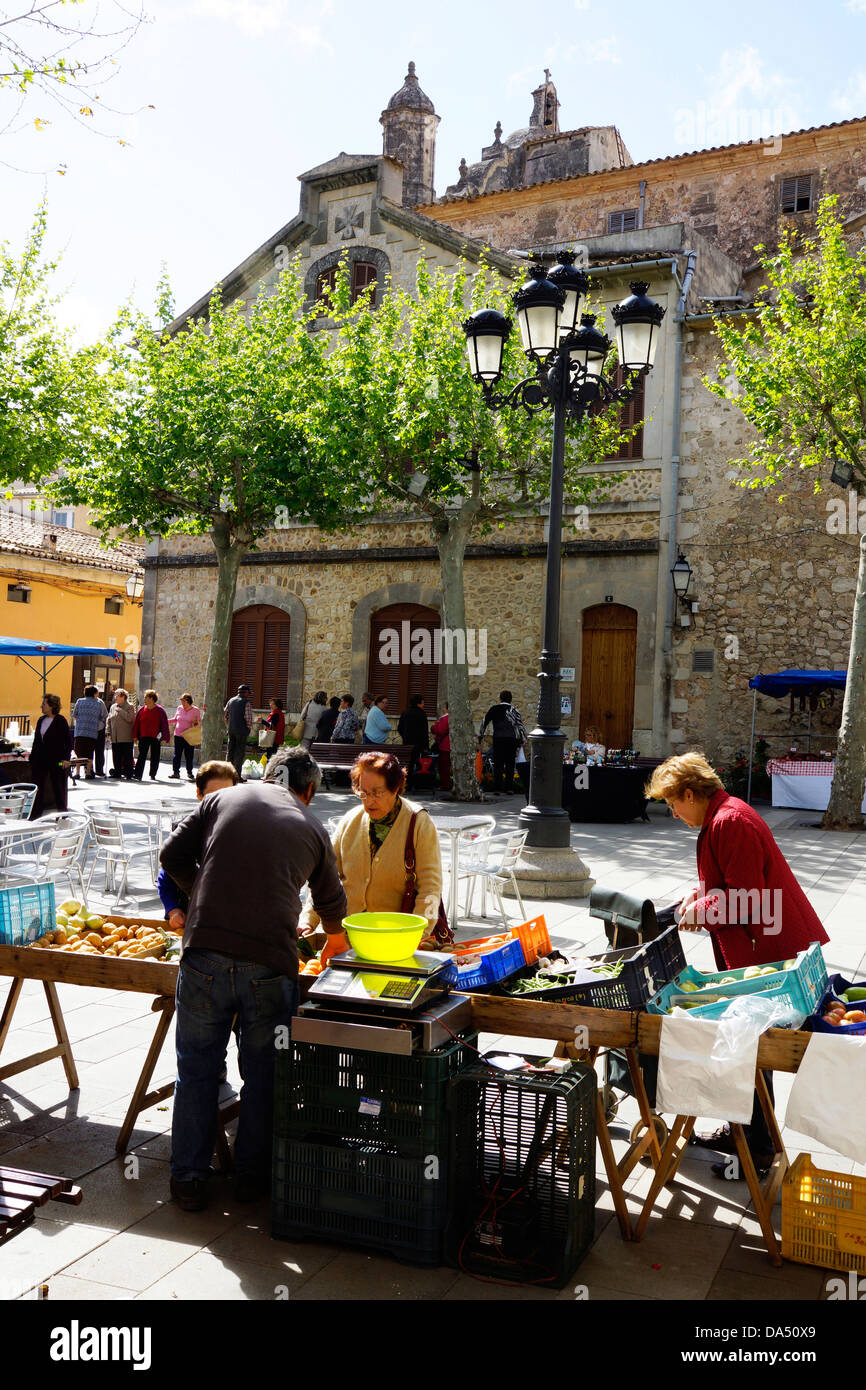 market square, bunyola, mallorca, spain Stock Photo