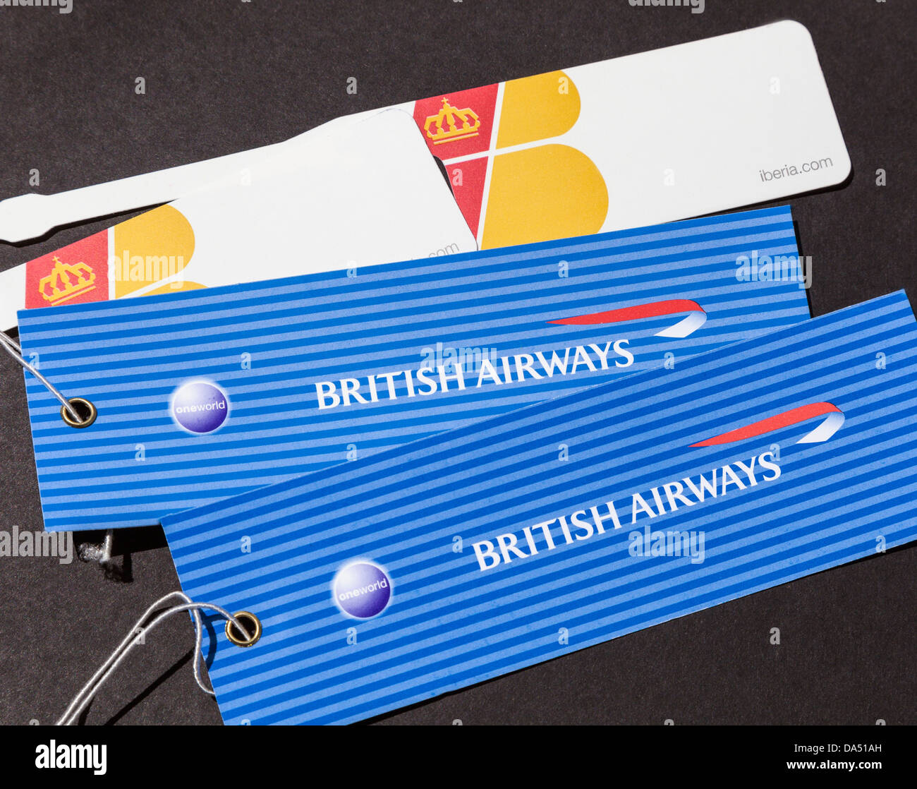 British, airways, Iberia luggage tags tag Stock Photo