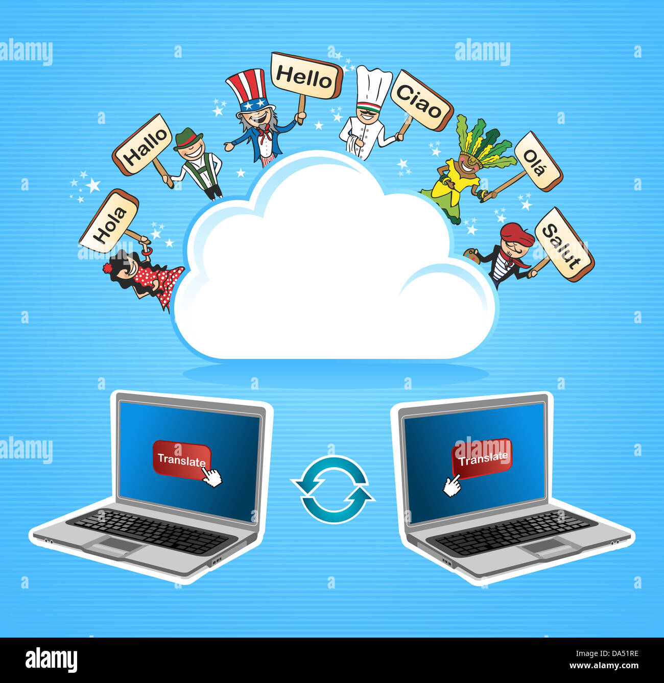 Online global language translation app concept background. Vector