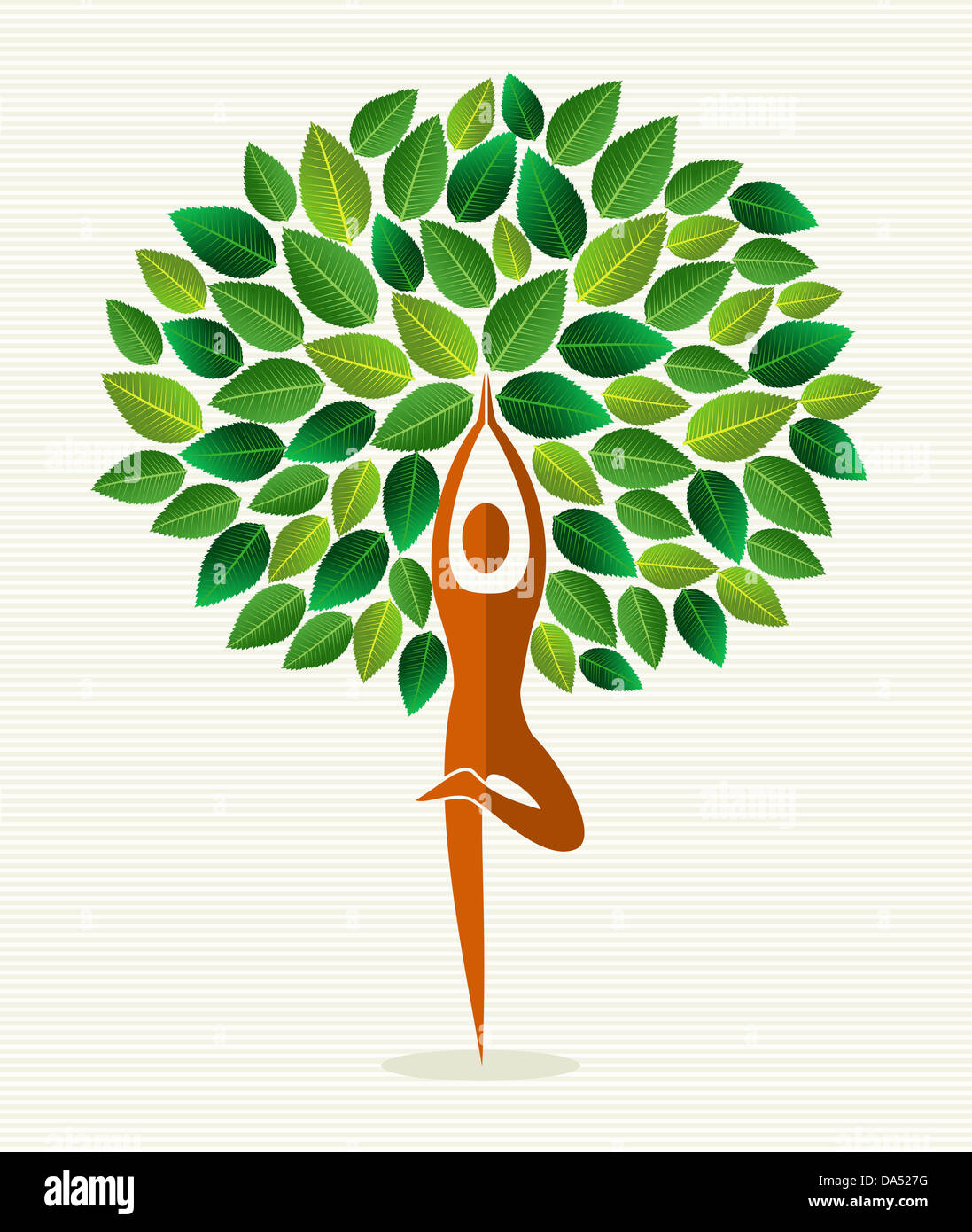 Human shape yoga exercise tree design. Vector file layered for easy manipulation and custom coloring. Stock Photo