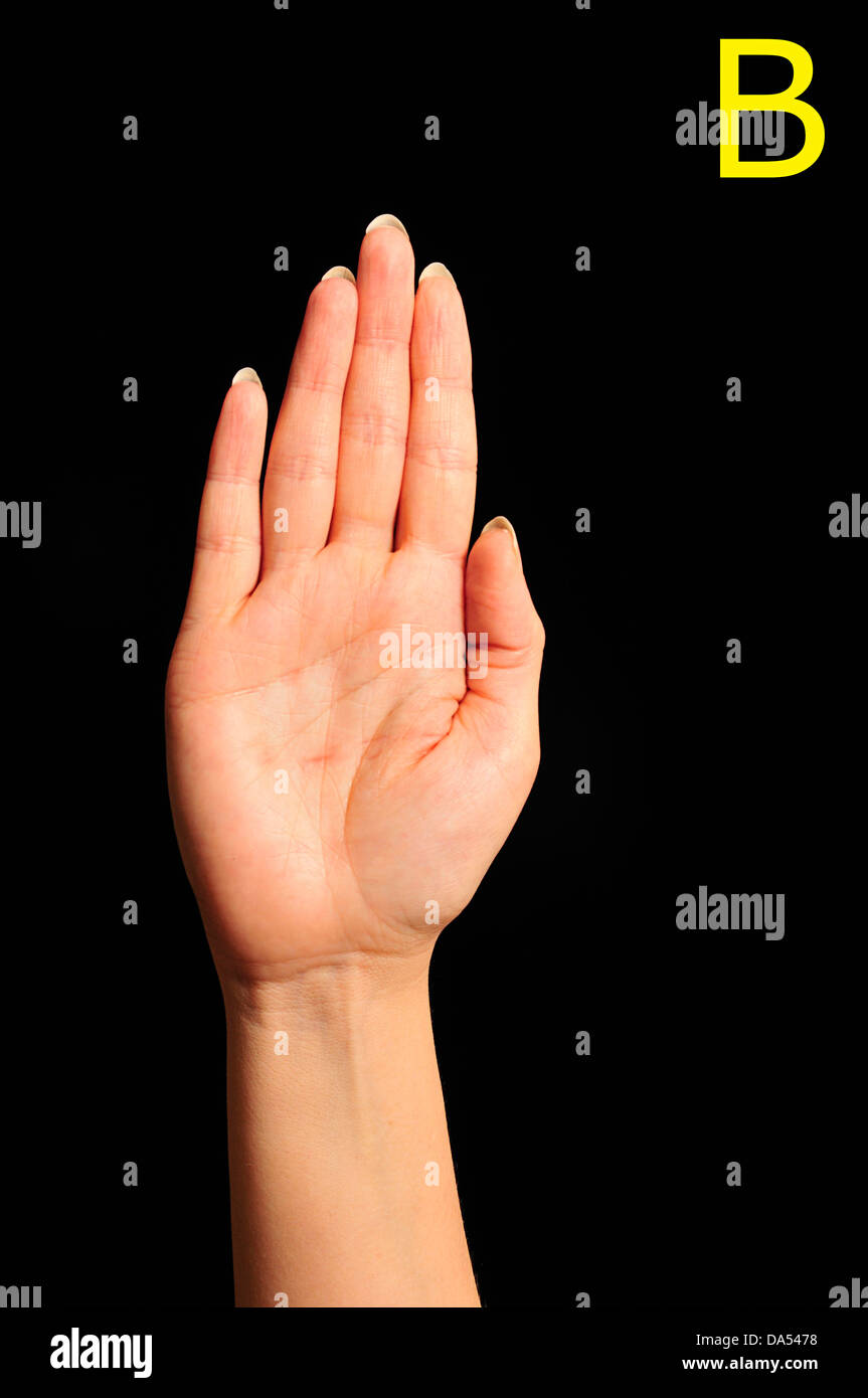 Asl Alphabet Of Signs For Deaf, Letter B Stock Photo - Alamy