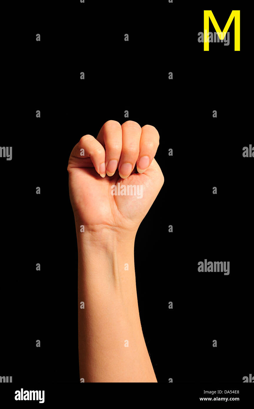 ASL alphabet of signs for deaf, letter M Stock Photo Alamy