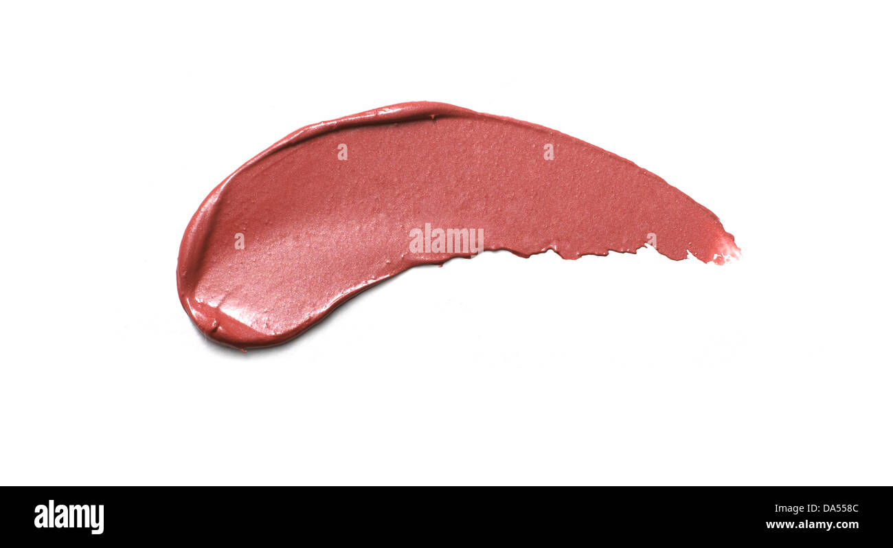 red lip gloss sweep cut out onto a white background Stock Photo