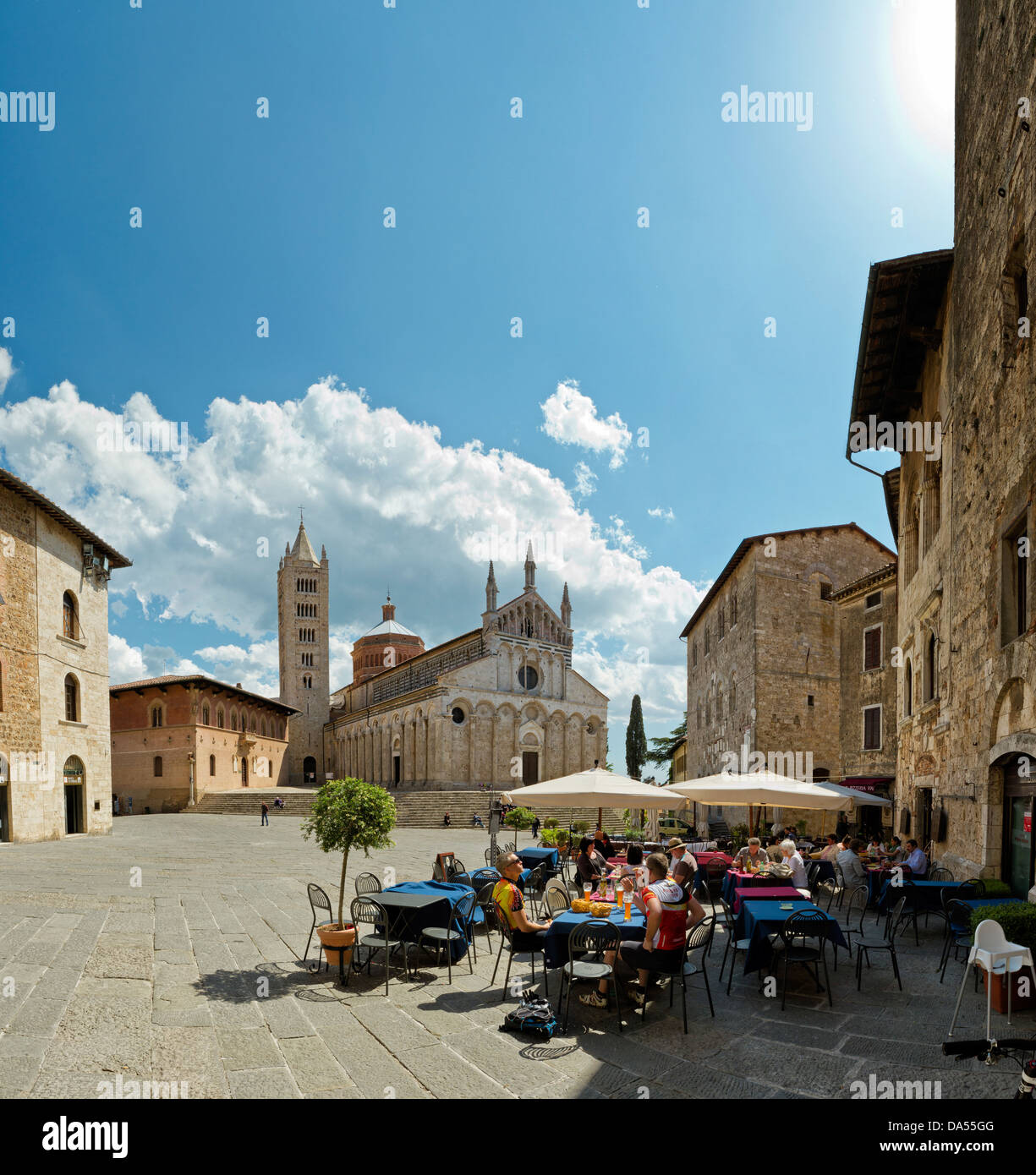 Massa Marittima, Italy, Europe, Tuscany, Toscana, place, street cafe Stock Photo