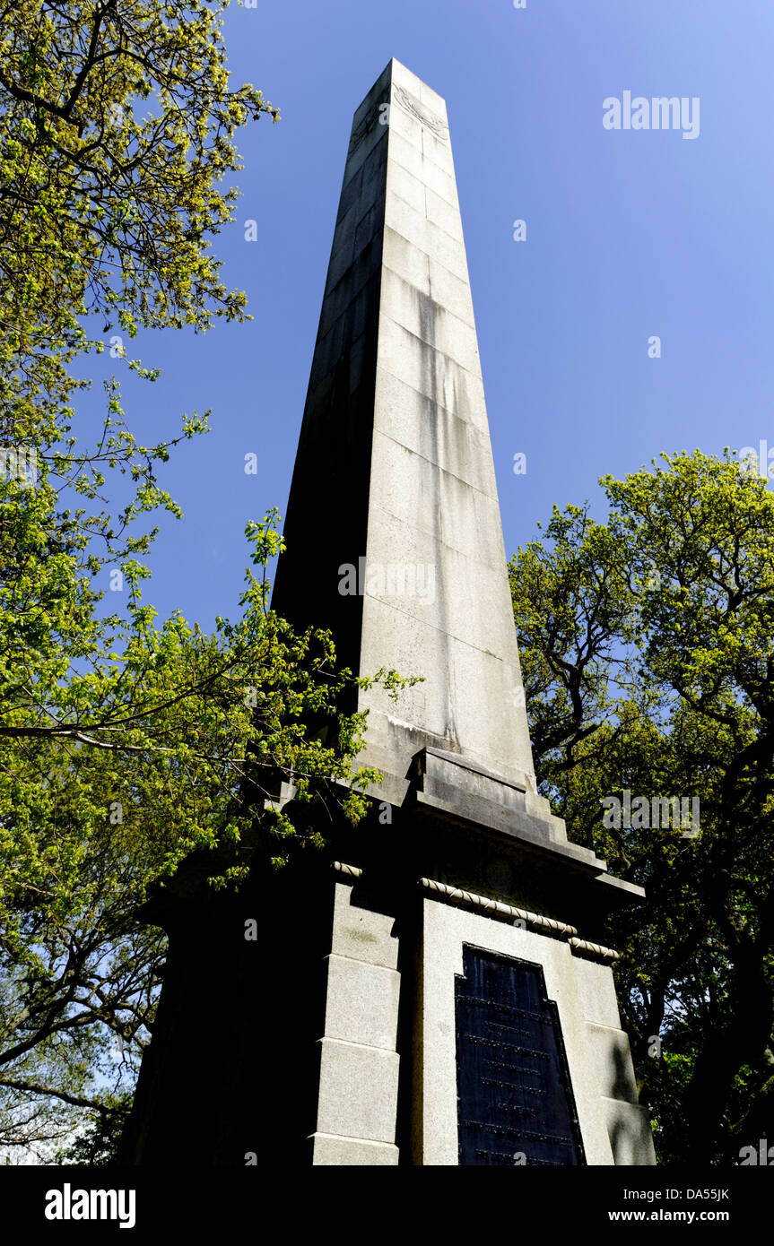 Obelisk to Admiral Harry Burrard Neale, Walhampton, Lymington, Hampshire, England, UK, GB. Stock Photo