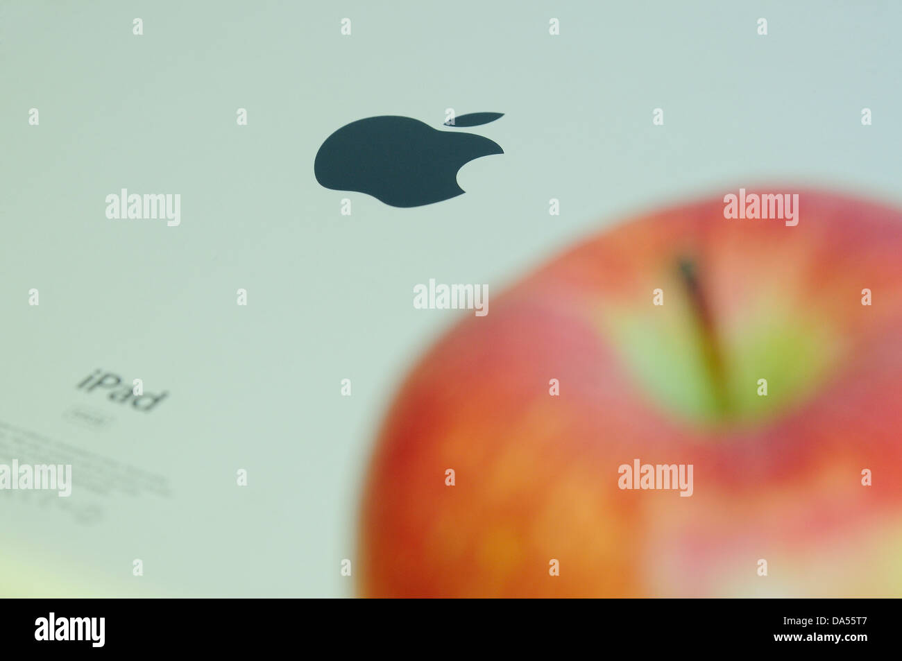 An iPad with an apple on it Stock Photo