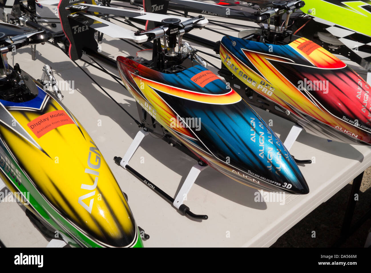 Model helicopters on display at Wings and wheels North Weald Essex