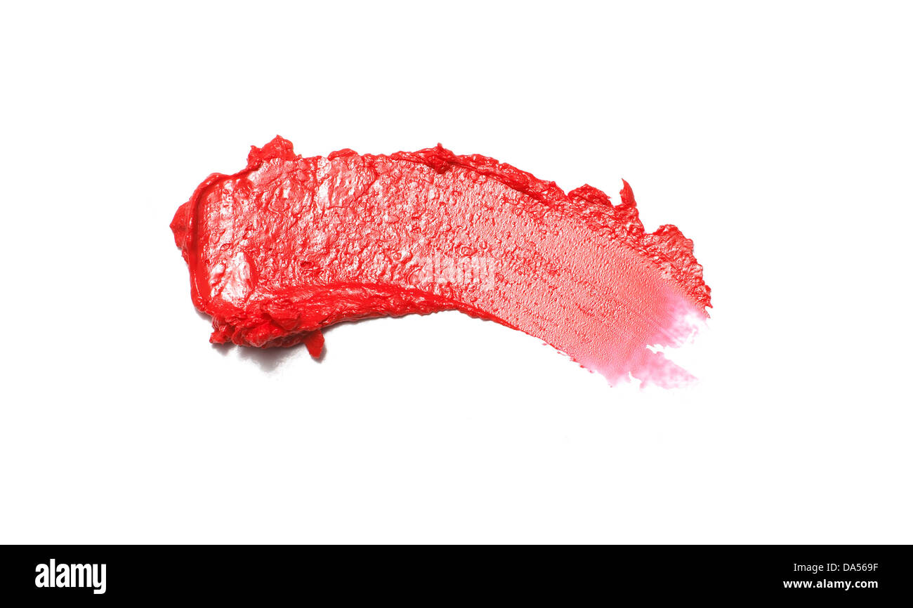 red lip gloss sweep cut out onto a white background Stock Photo