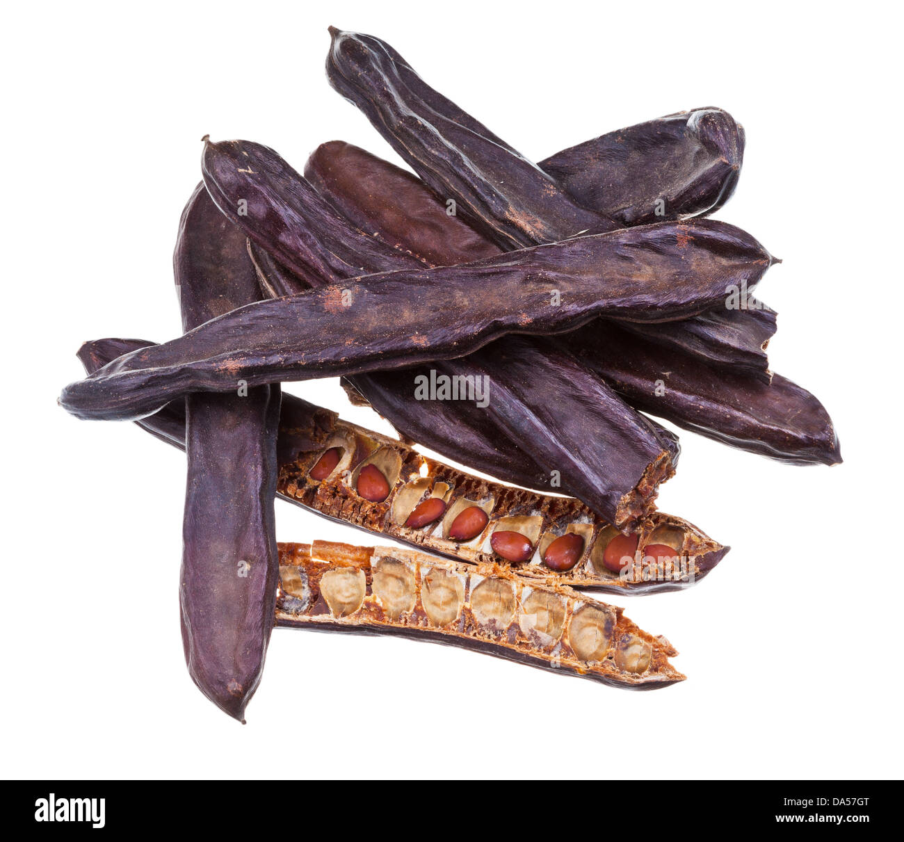 dried carob pods isolated on white background Stock Photo Alamy