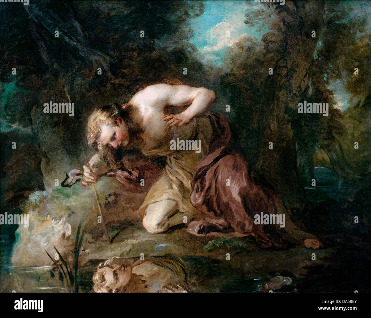 Narcissus 1728 François Le Moyne 1688-1733 France French Stock Photo